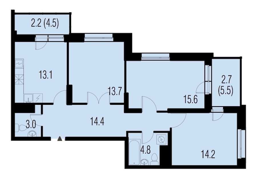 Трехкомнатная квартира в : площадь 85 м2 , этаж: 13 – купить в Санкт-Петербурге